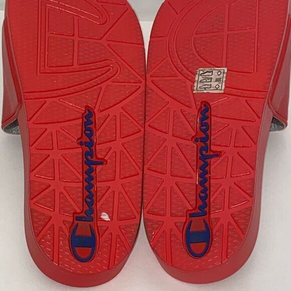 Champion Men's Red Blue IPO Logo One Strap Slide Sandals Size 13 - Picture 8 of 11